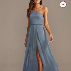 David’s Bridal Satin One-Shoulder Bridesmaid Dress